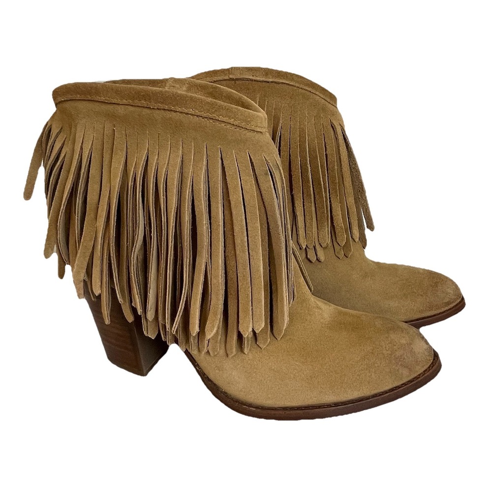 Frye Ilana Fringe Short Western Ankle Boots Suede Leather Women's Sz. 9  B